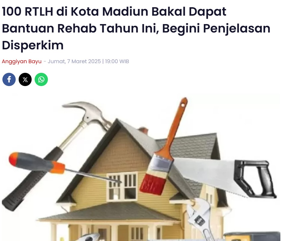 100 RTLH di Kota Madiun Bakal Dapat Bantuan Rehab Tahun Ini, Begini Penjelasan Disperkim