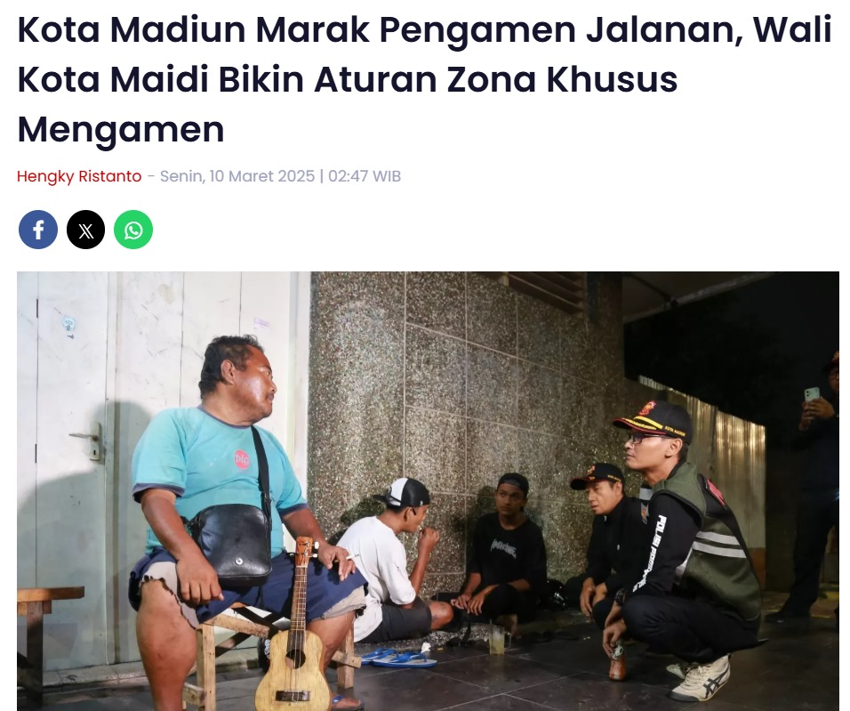 Kota Madiun Marak Pengamen Jalanan, Wali Kota Maidi Bikin Aturan Zona Khusus Mengamen