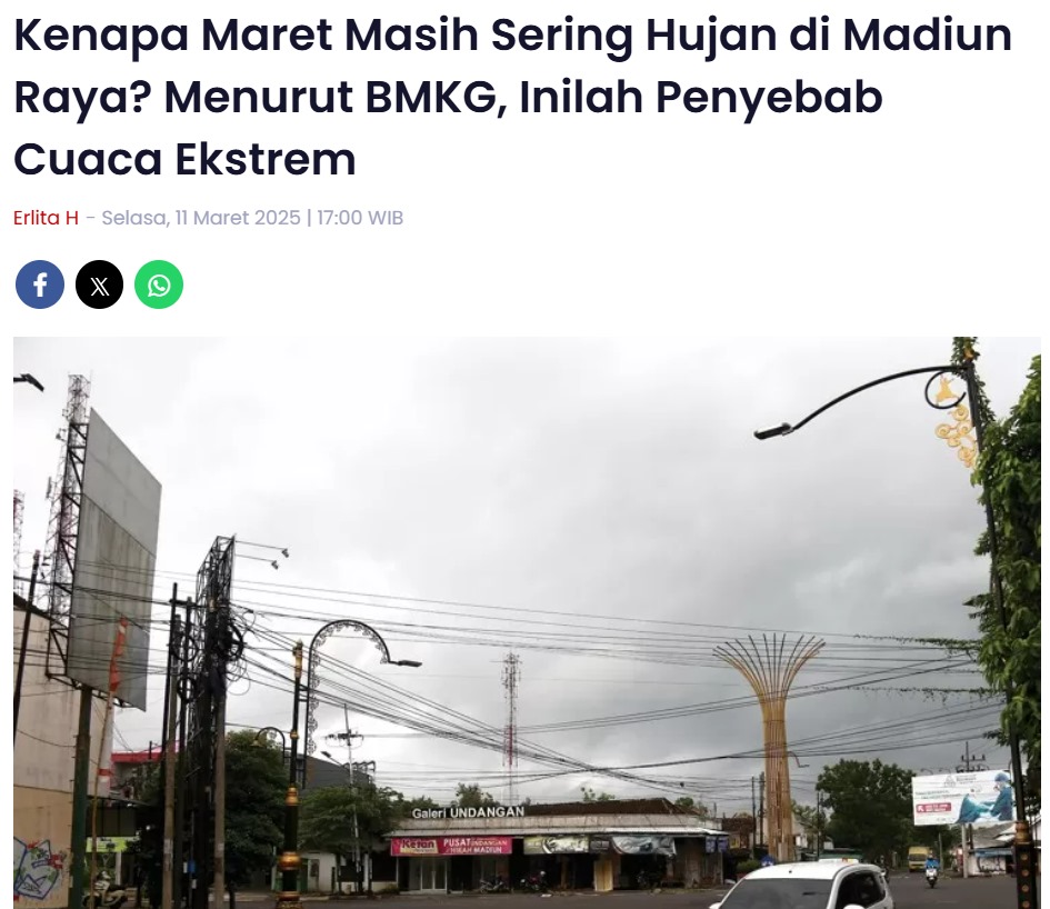 Kenapa Maret Masih Sering Hujan di Madiun Raya? Menurut BMKG, Inilah Penyebab Cuaca Ekstrem
