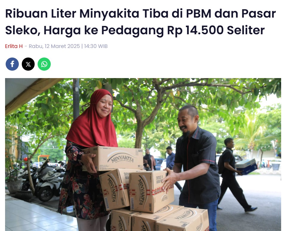 Ribuan Liter Minyakita Tiba di PBM dan Pasar Sleko, Harga ke Pedagang Rp 14.500 Seliter