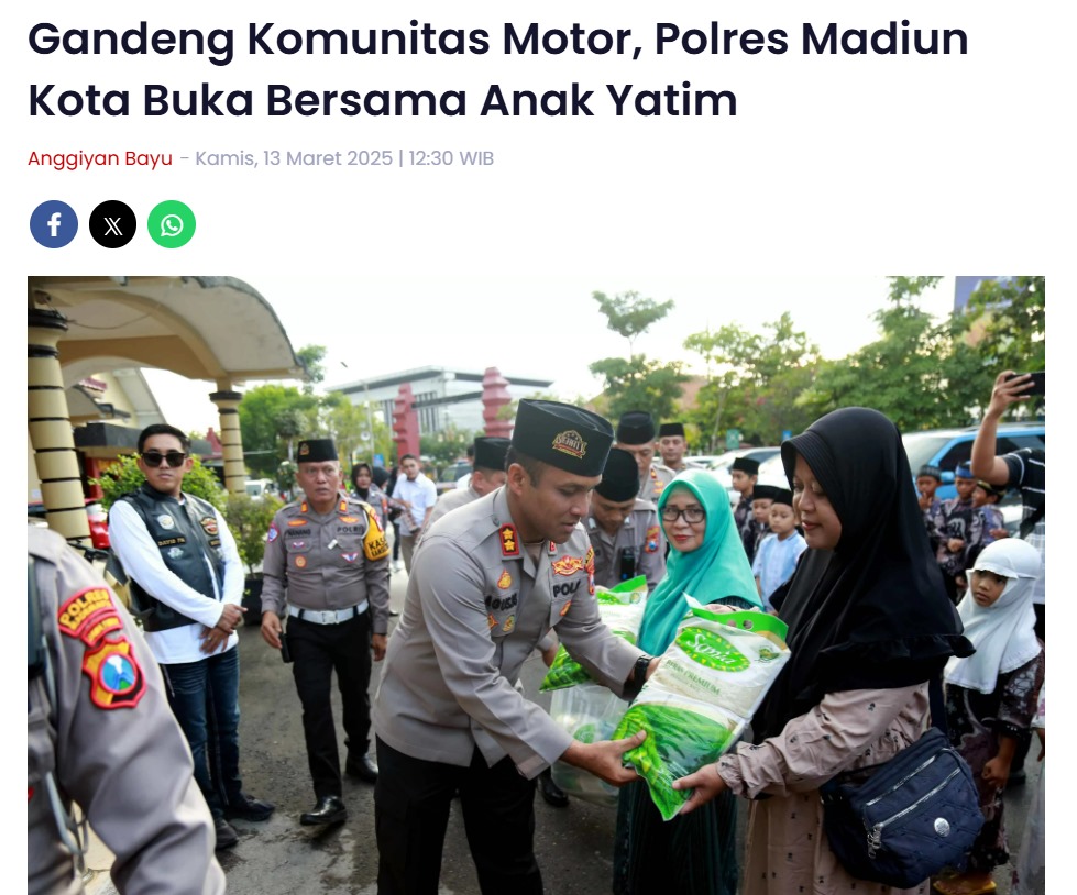 Gandeng Komunitas Motor, Polres Madiun Kota Buka Bersama Anak Yatim