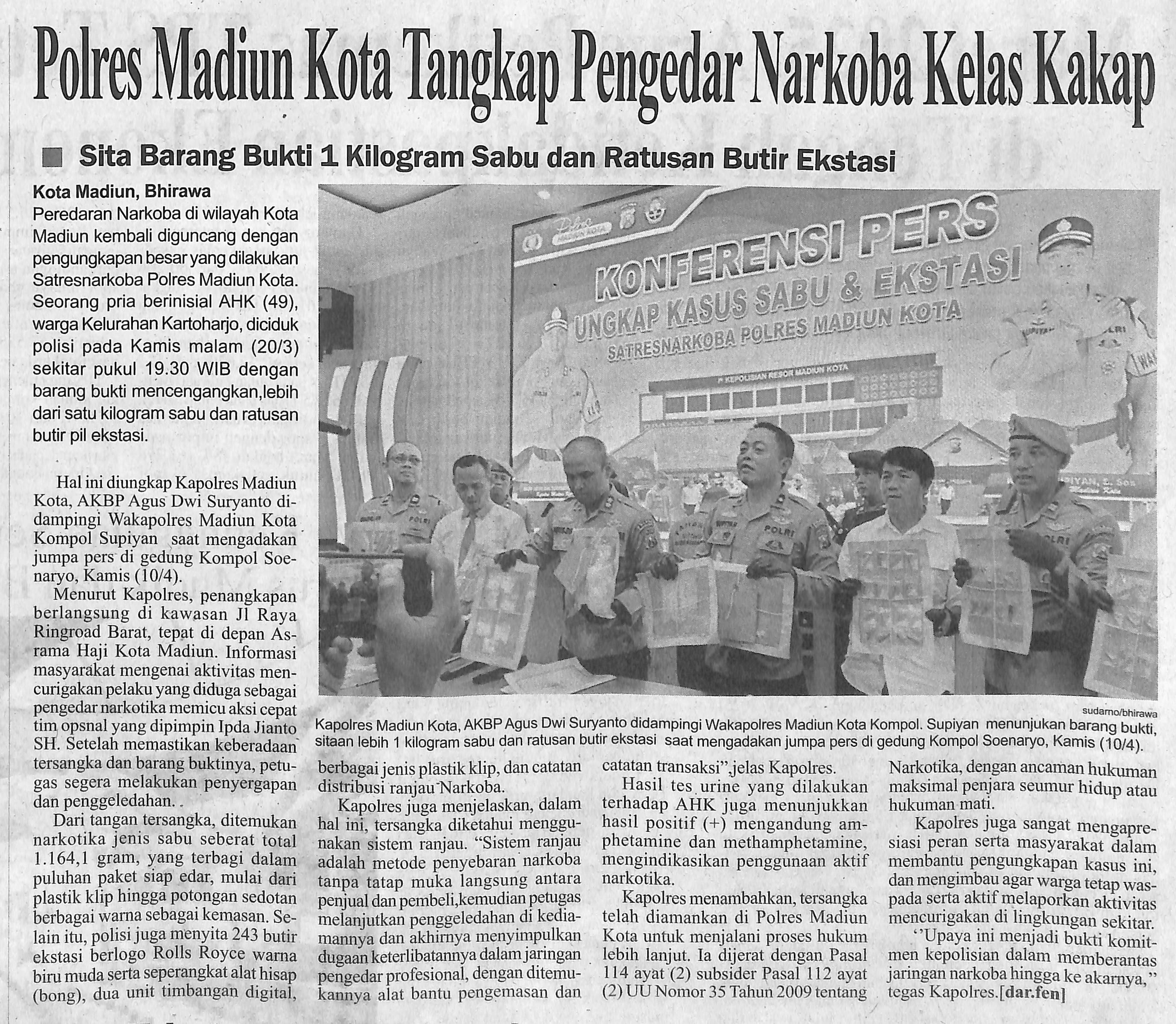 Polres Madiun Kota Tangkap Pengedar Narkoba Kelas Kakap