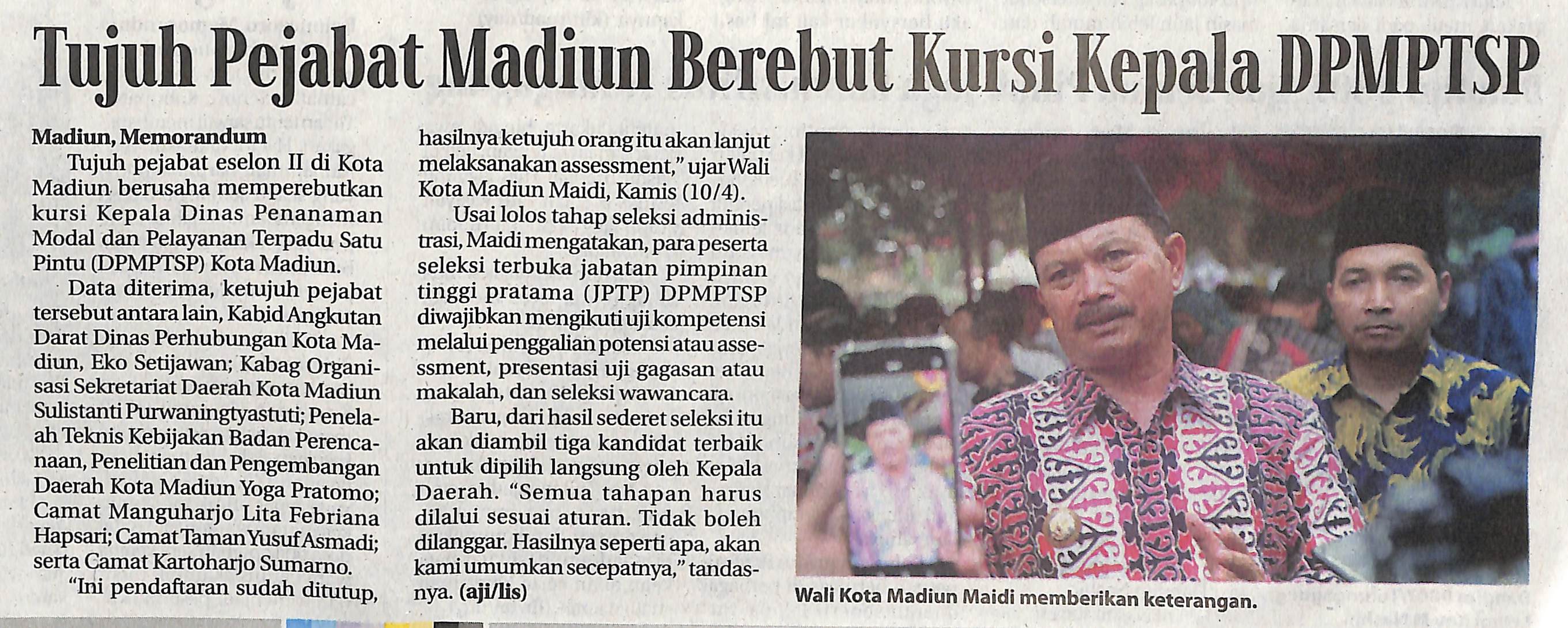 Tujuh Pejabat Madiun Berebut Kursi Kepala DPMPTSP