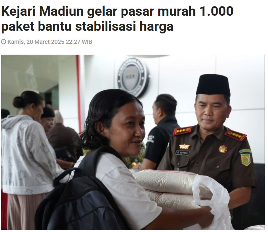 Kejari Madiun gelar pasar murah 1.000 paket bantu stabilisasi harga