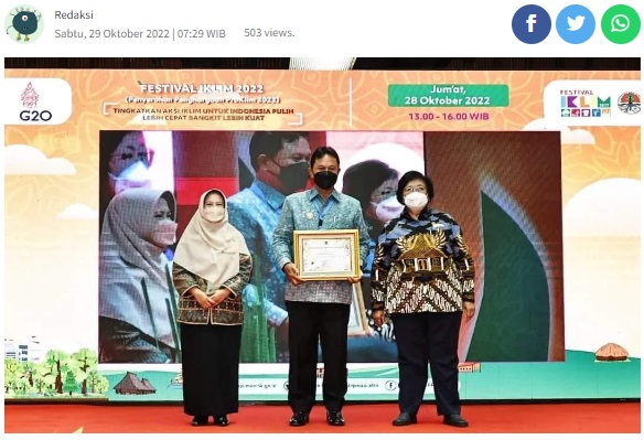 Walikota Madiun Raih Piagam Apresiasi Pembinaan ProKlim dari Kementerian LHK