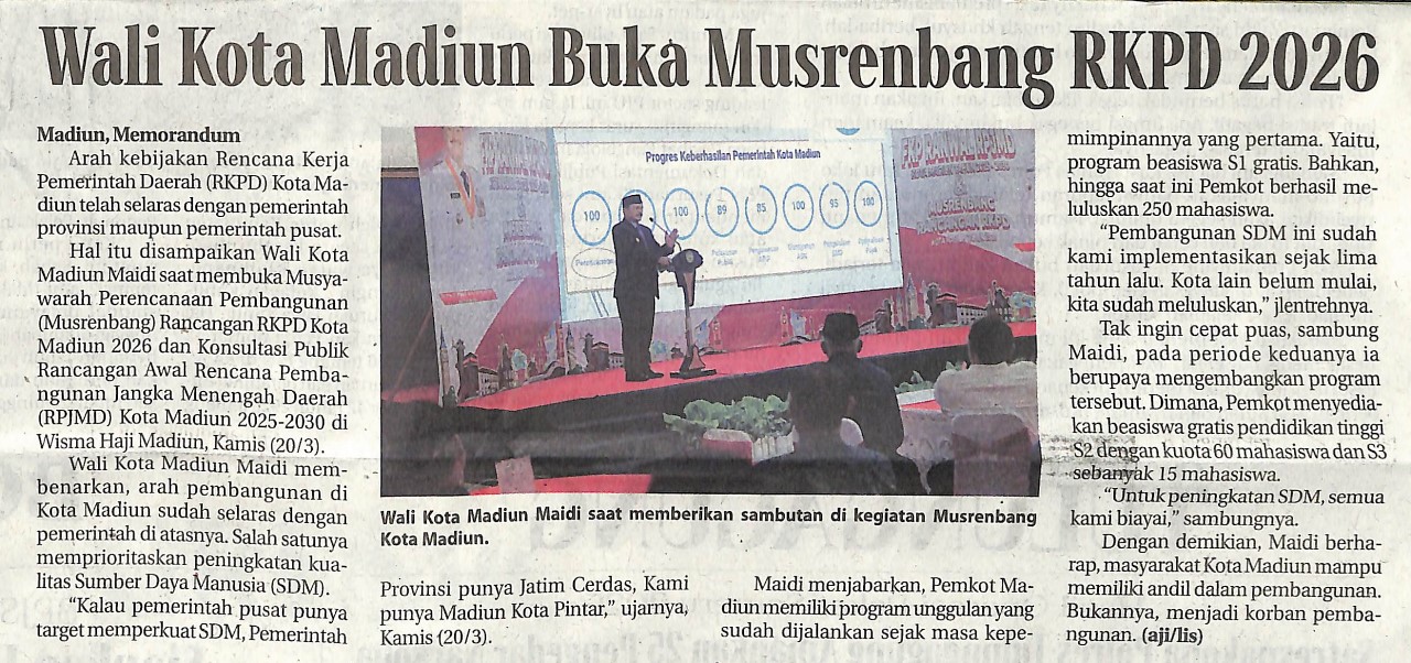 Wali Kota Madiun Buka Musrenbang RKPD 2026