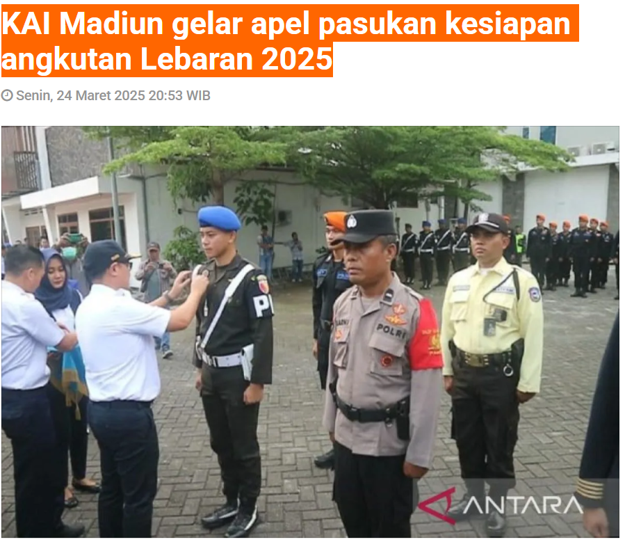 KAI Madiun gelar apel pasukan kesiapan angkutan Lebaran 2025