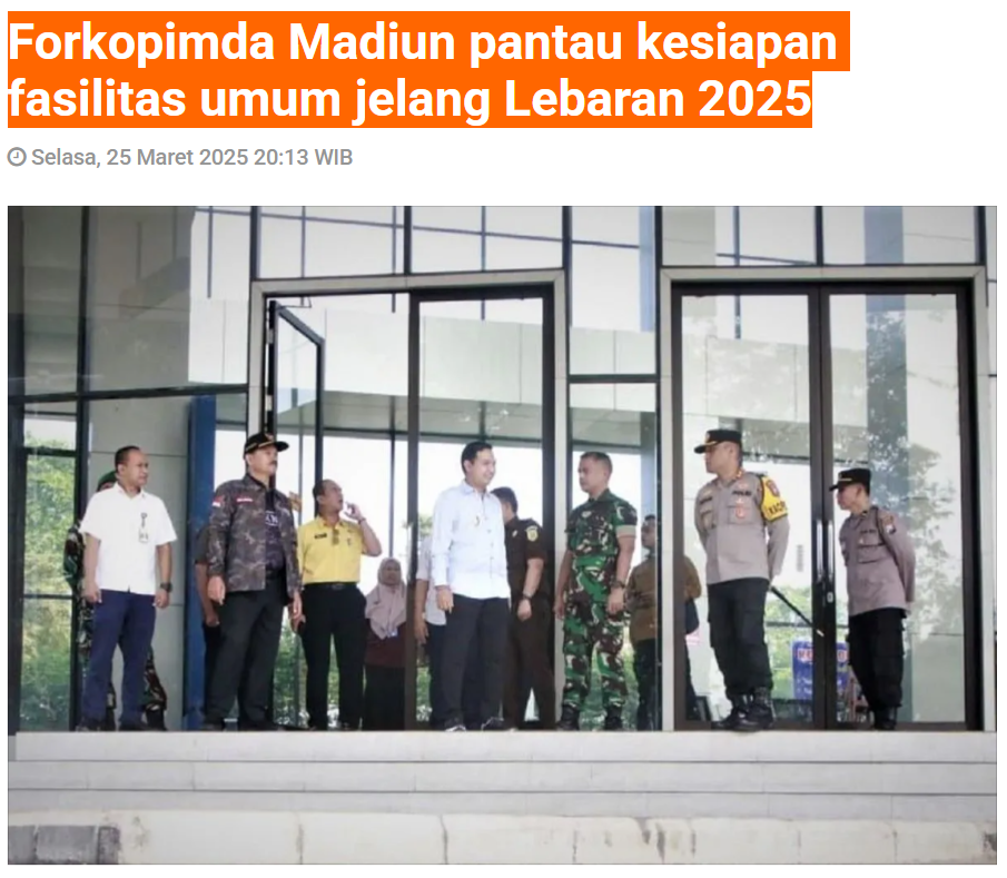 Forkopimda Madiun pantau kesiapan fasilitas umum jelang Lebaran 2025