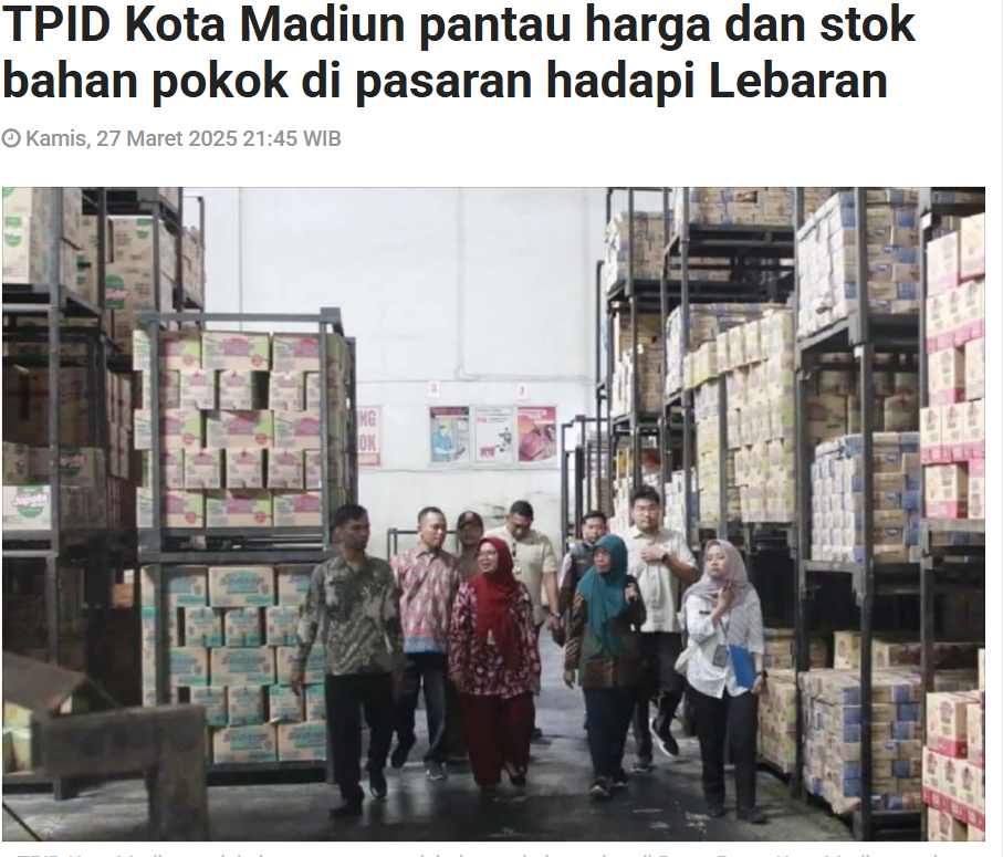 TPID Kota Madiun pantau harga dan stok bahan pokok di pasaran hadapi Lebaran