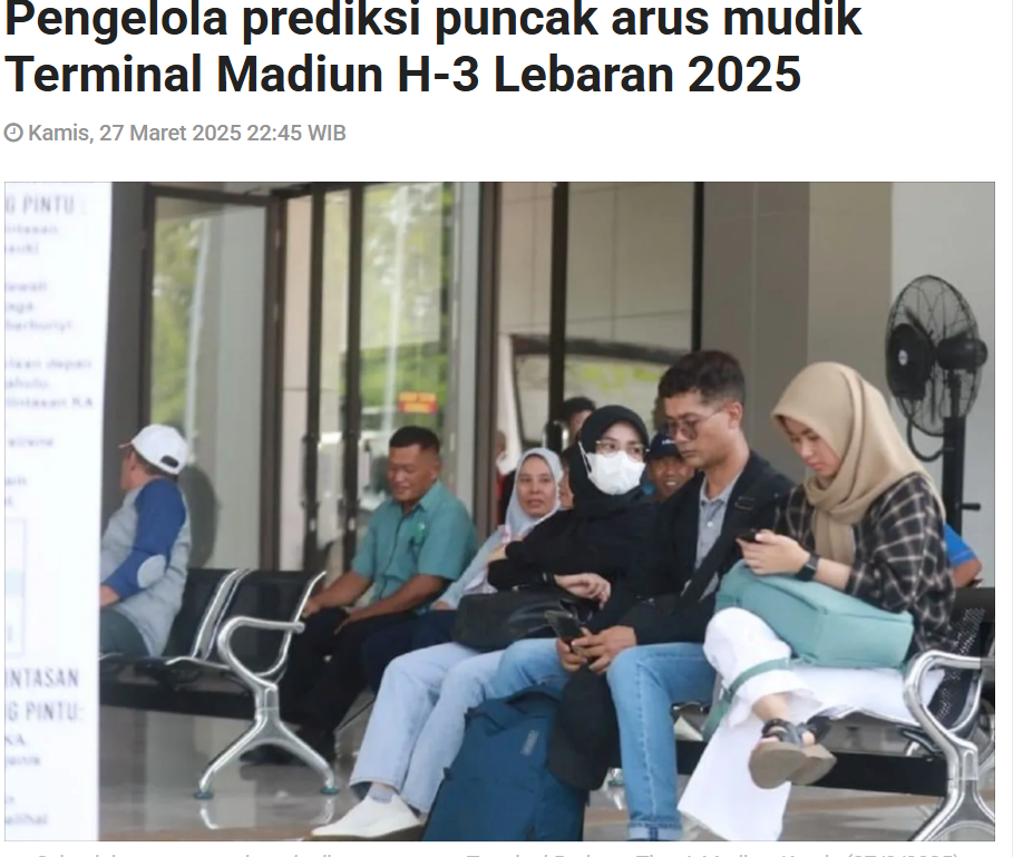Pengelola prediksi puncak arus mudik Terminal Madiun H-3 Lebaran 2025