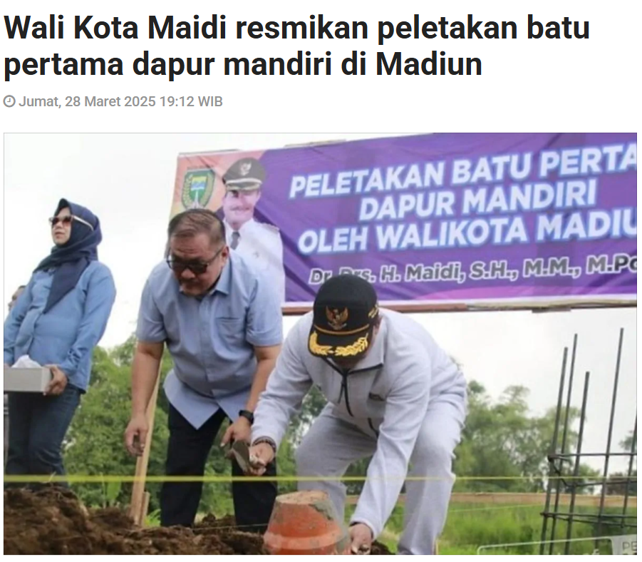 Wali Kota Maidi resmikan peletakan batu pertama dapur mandiri di Madiun