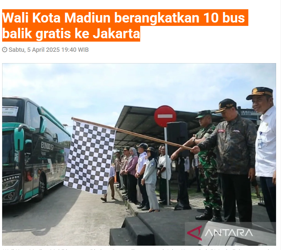 Wali Kota Madiun berangkatkan 10 bus balik gratis ke Jakarta