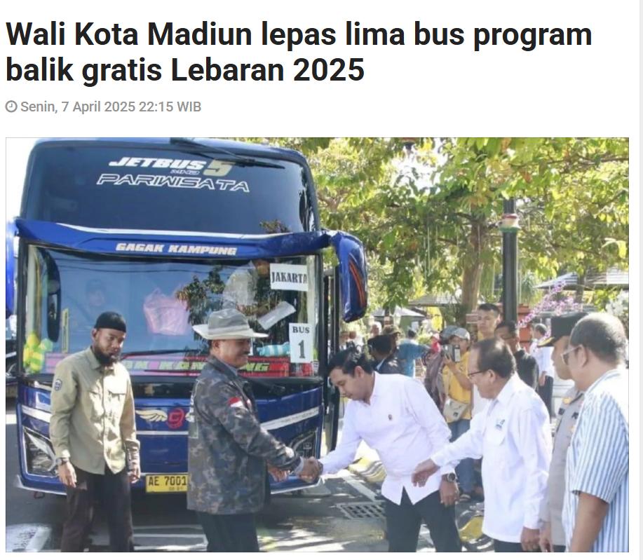 Wali Kota Madiun lepas lima bus program balik gratis Lebaran 2025