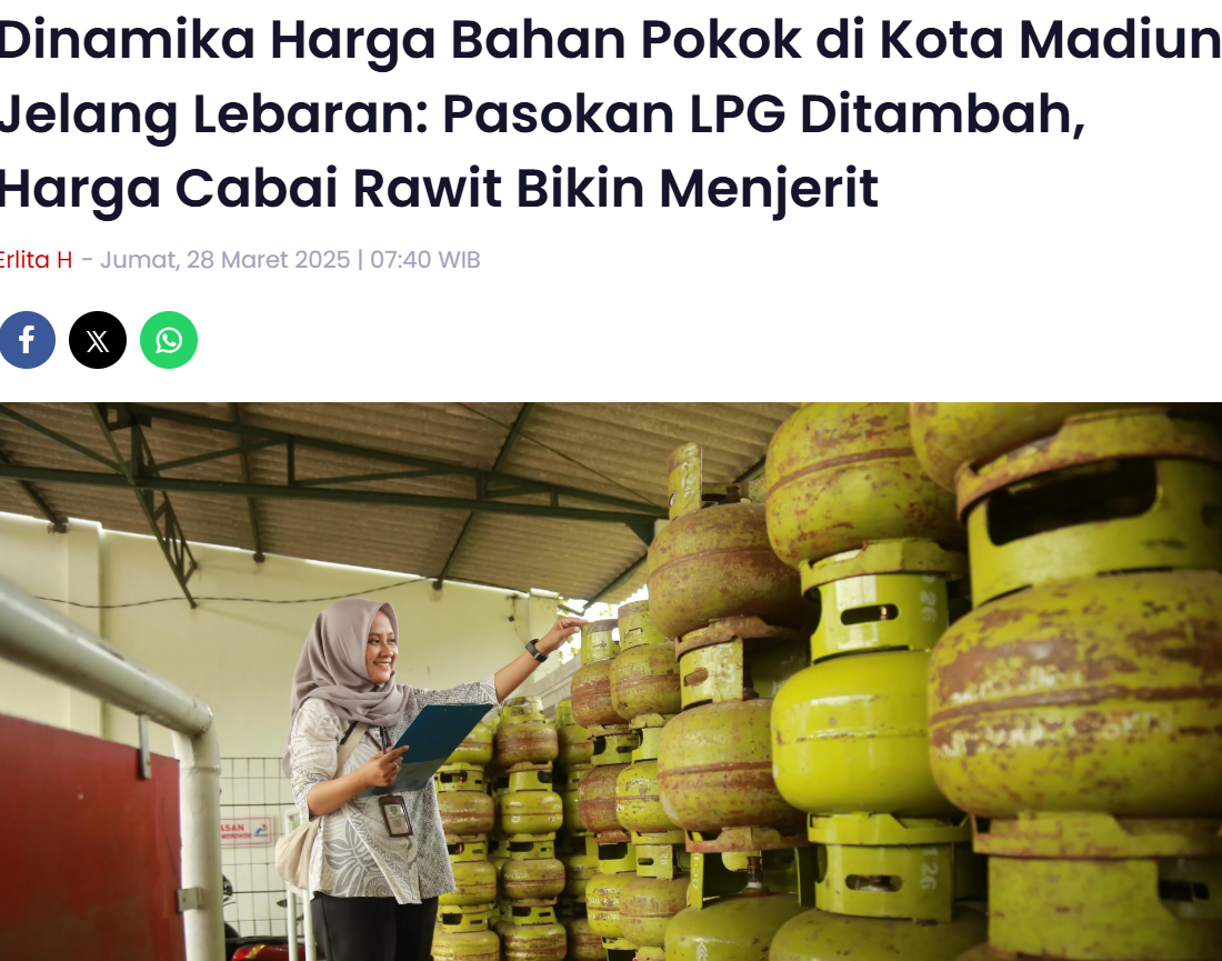Dinamika Harga Bahan Pokok di Kota Madiun Jelang Lebaran: Pasokan LPG Ditambah, Harga Cabai Rawit Bikin Menjerit