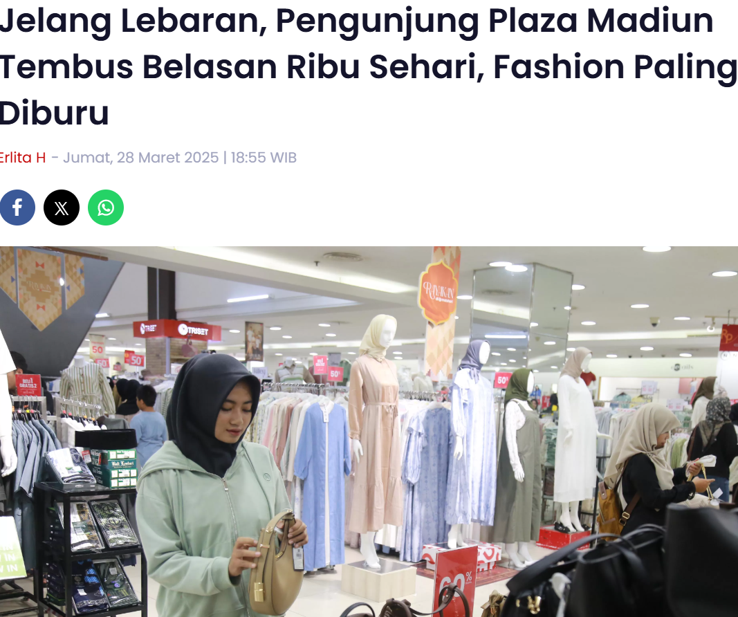 Jelang Lebaran, Pengunjung Plaza Madiun Tembus Belasan Ribu Sehari, Fashion Paling Diburu