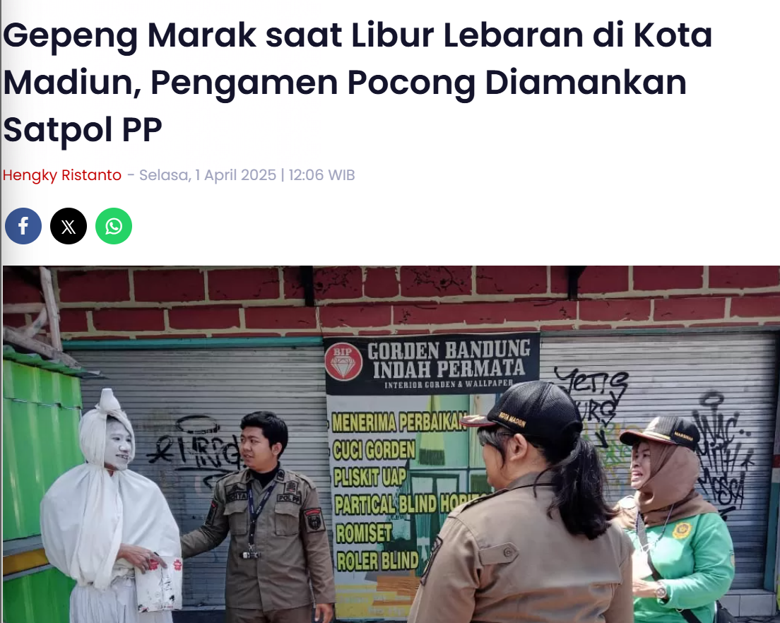 Gepeng Marak saat Libur Lebaran di Kota Madiun, Pengamen Pocong Diamankan Satpol PP
