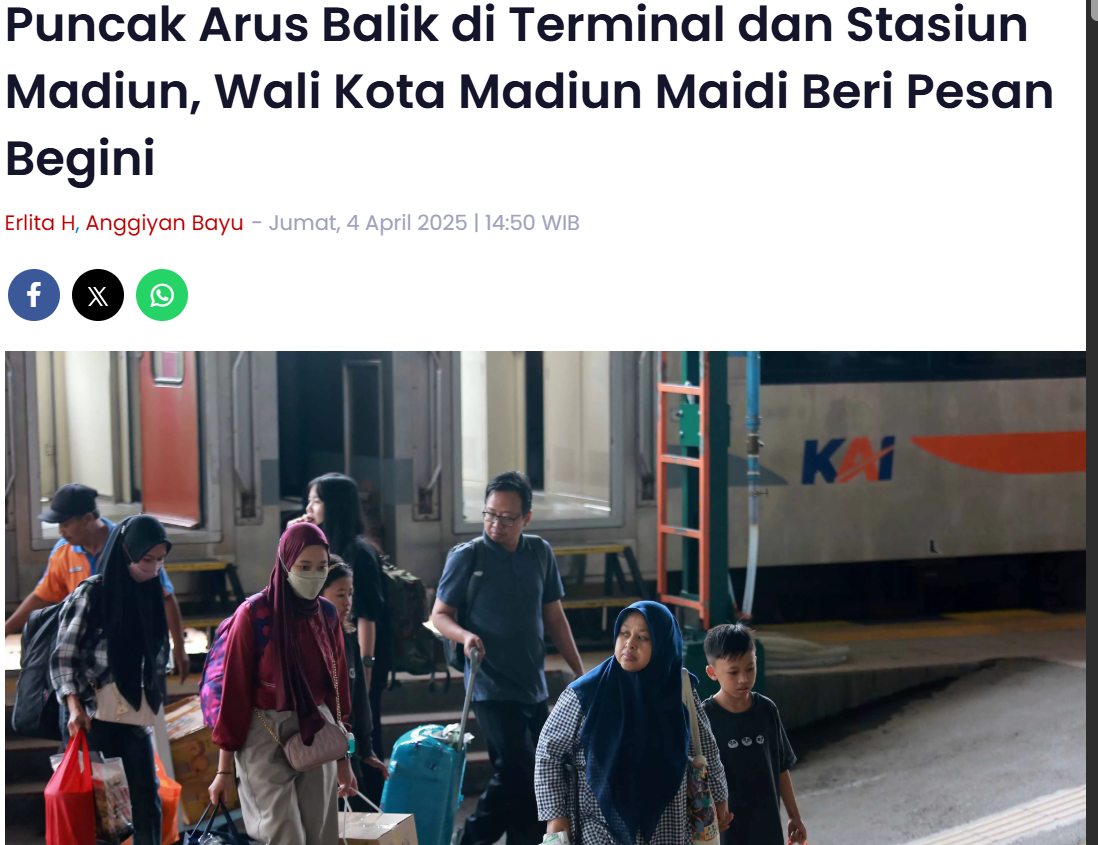 Puncak Arus Balik di Terminal dan Stasiun Madiun, Wali Kota Madiun Maidi Beri Pesan Begini
