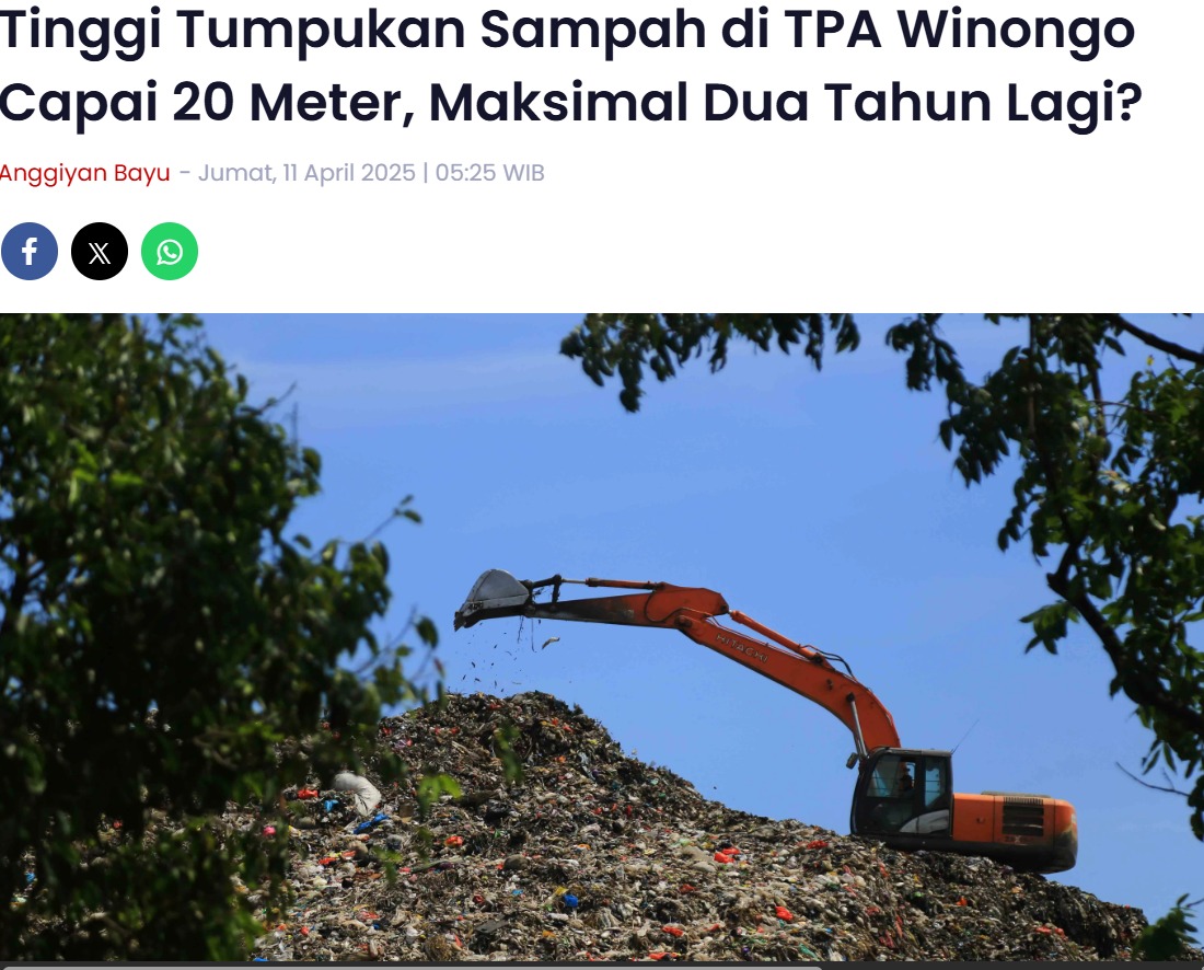 Tinggi Tumpukan Sampah di TPA Winongo Capai 20 Meter, Maksimal Dua Tahun Lagi
