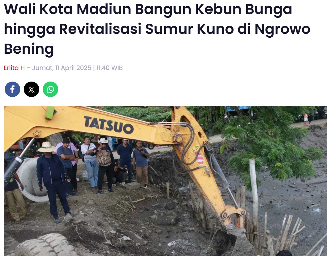 Wali Kota Madiun Bangun Kebun Bunga hingga Revitalisasi Sumur Kuno di Ngrowo Bening