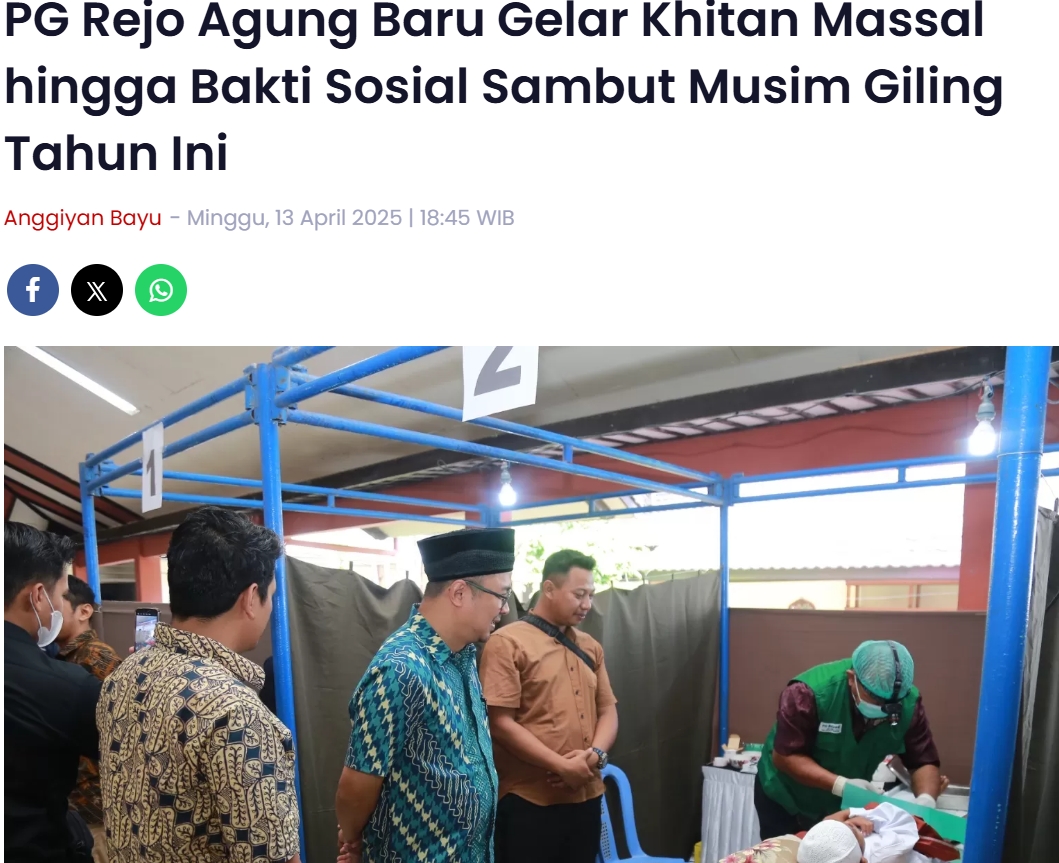 PG Rejo Agung Baru Gelar Khitan Massal hingga Bakti Sosial Sambut Musim Giling Tahun Ini