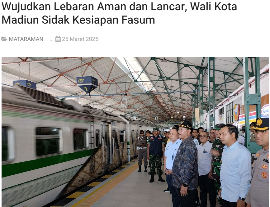 Wujudkan Lebaran Aman dan Lancar, Wali Kota Madiun Sidak Kesiapan Fasum