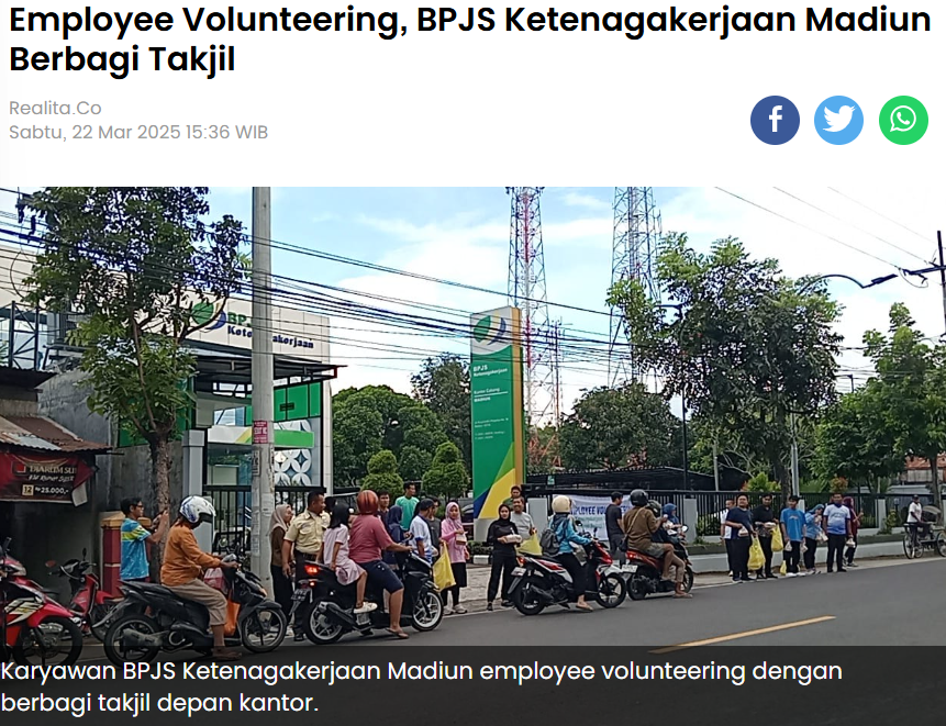 Employee Volunteering, BPJS Ketenagakerjaan Madiun Berbagi Takjil
