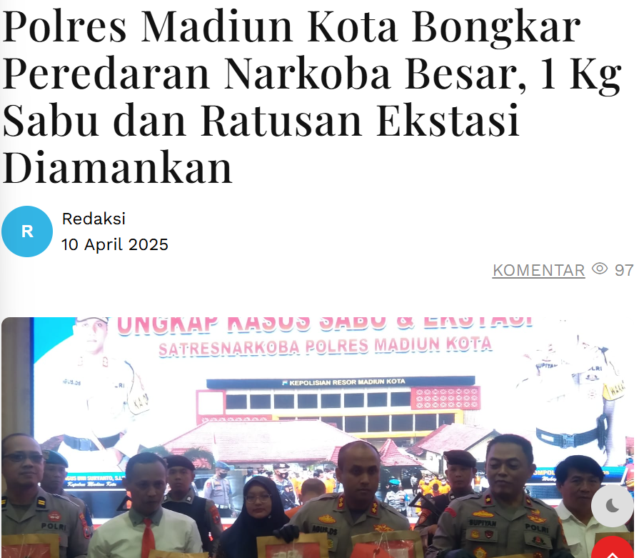 Polres Madiun Kota Bongkar Peredaran Narkoba Besar, 1 Kg Sabu dan Ratusan Ekstasi  Diamankan