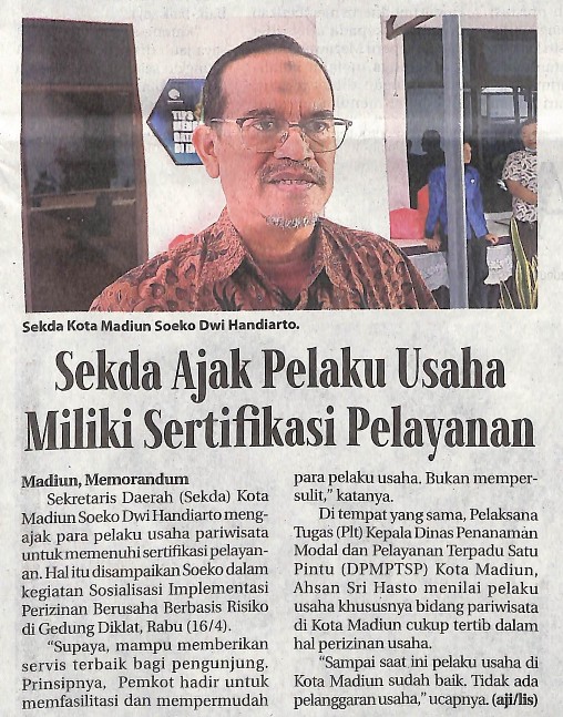 Sekda Ajak Pelaku Usaha Miliki Sertifikasi Pelayanan