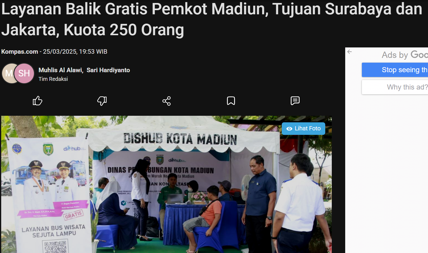 Layanan Balik Gratis Pemkot Madiun, Tujuan Surabaya dan Jakarta, Kuota 250 Orang