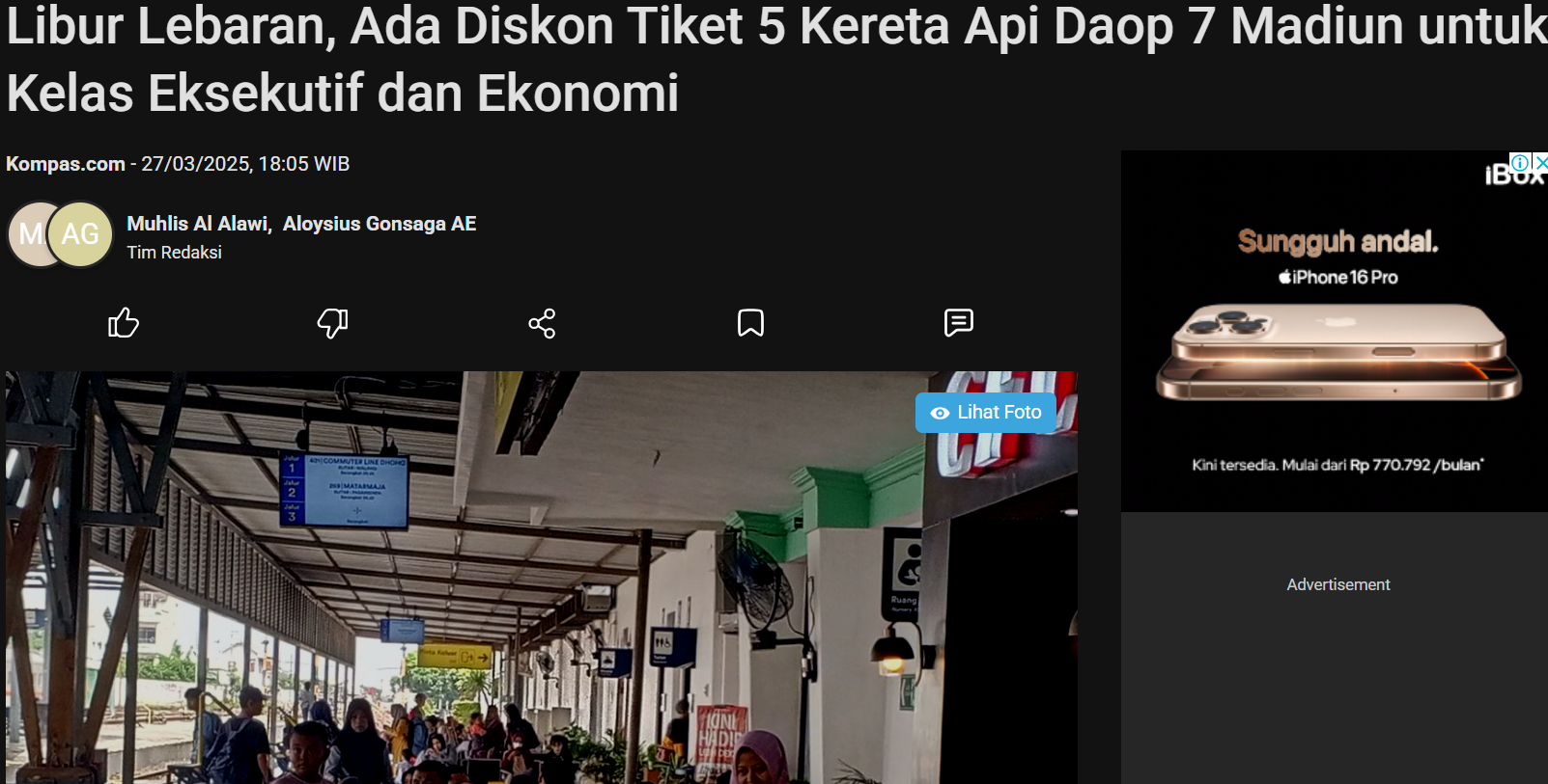 Libur Lebaran, Ada Diskon Tiket 5 Kereta Api Daop 7 Madiun untuk Kelas Eksekutif dan Ekonomi