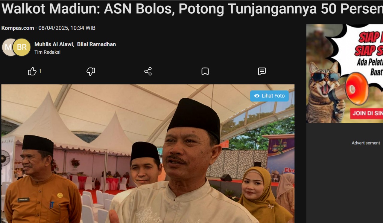 Walkot Madiun: ASN Bolos, Potong Tunjangannya 50 Persen
