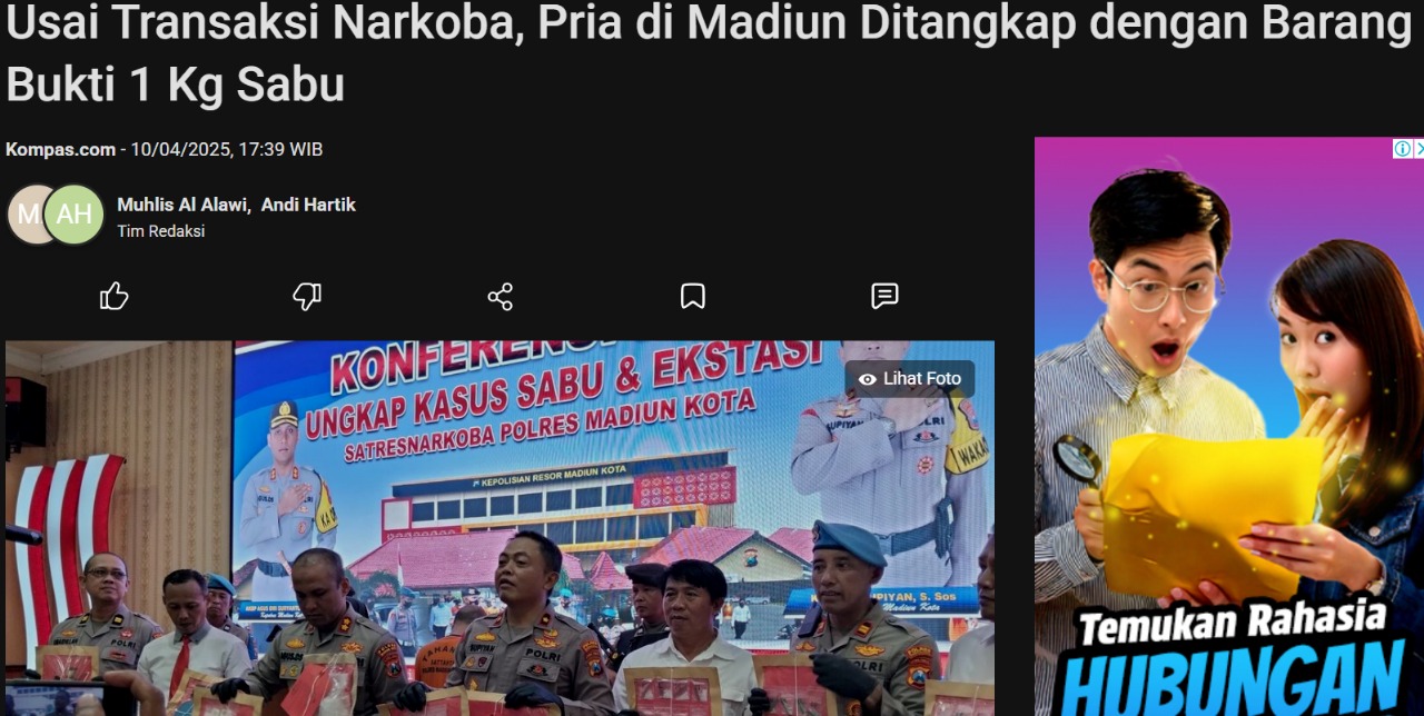 Usai Transaksi Narkoba, Pria di Madiun Ditangkap dengan Barang Bukti 1 Kg Sabu