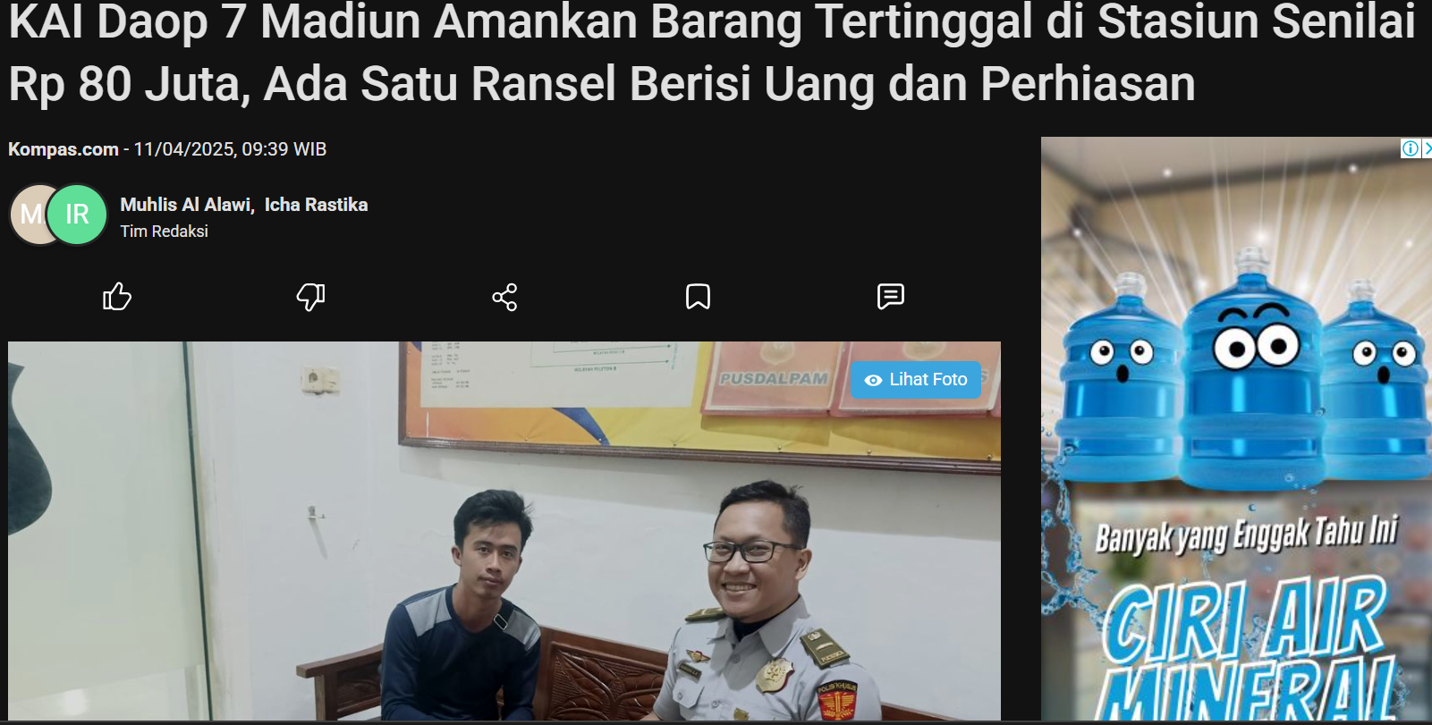 KAI Daop 7 Madiun Amankan Barang Tertinggal di Stasiun Senilai Rp 80 Juta, Ada Satu Ransel Berisi Uang dan Perhiasan