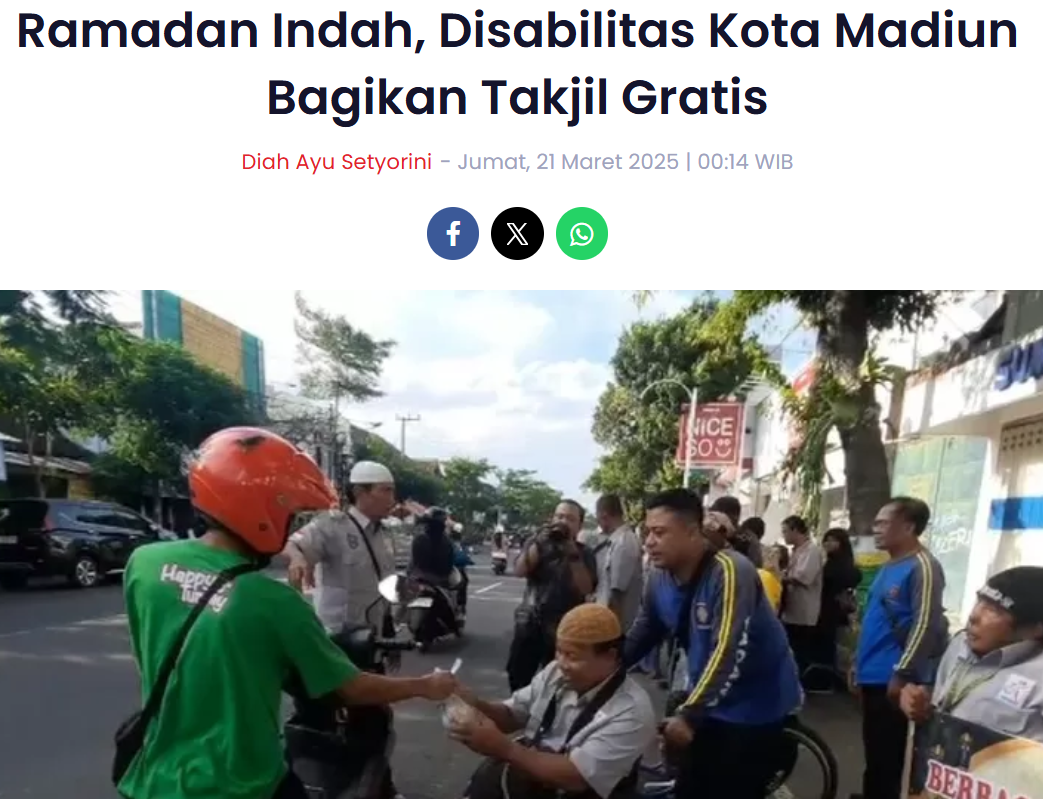 Ramadan Indah, Disabilitas Kota Madiun Bagikan Takjil Gratis