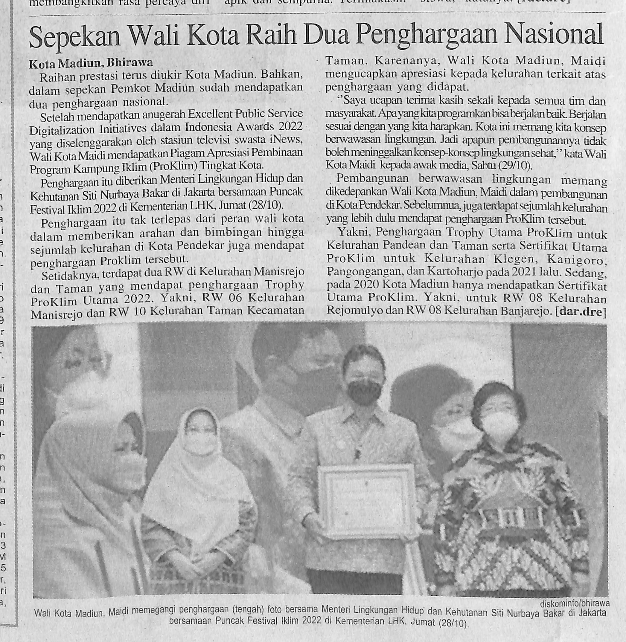 Sepekan Walikota Raih Dua Penghargaan Nasonal