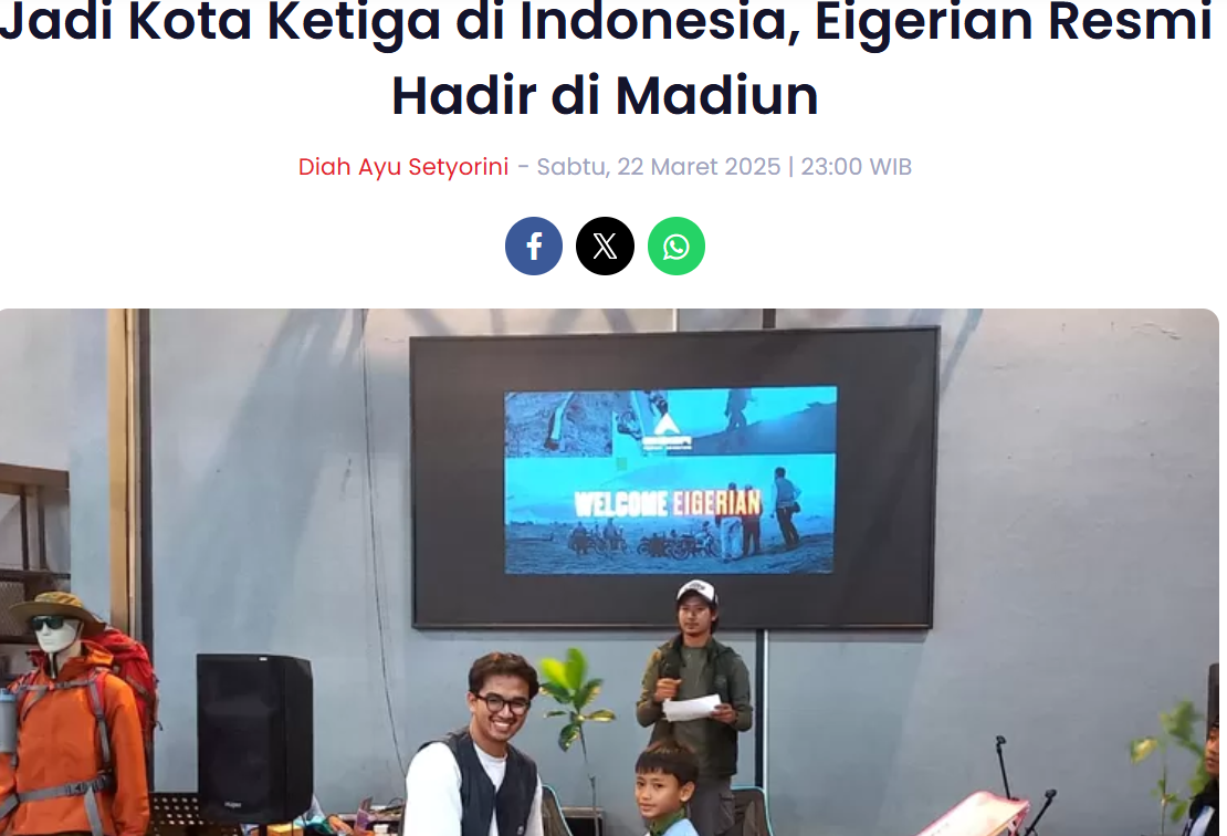 Jadi Kota Ketiga di Indonesia, Eigerian Resmi Hadir di Madiun