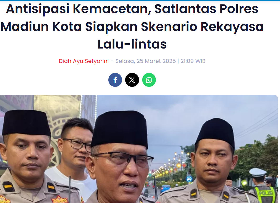 Antisipasi Kemacetan, Satlantas Polres Madiun Kota Siapkan Skenario Rekayasa Lalu-lintas