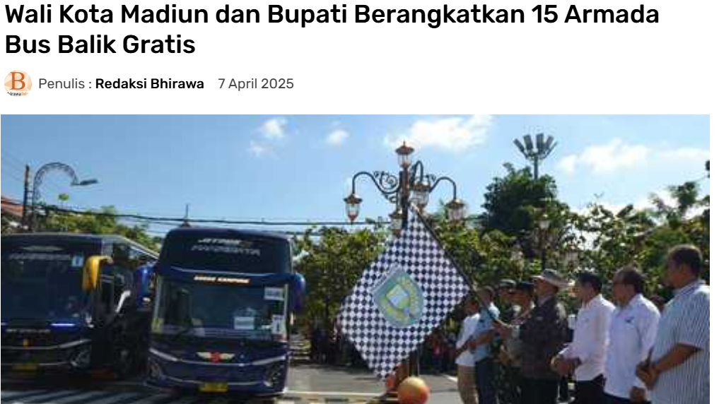 Wali Kota Madiun dan Bupati Berangkatkan 15 Armada Bus Balik Gratis