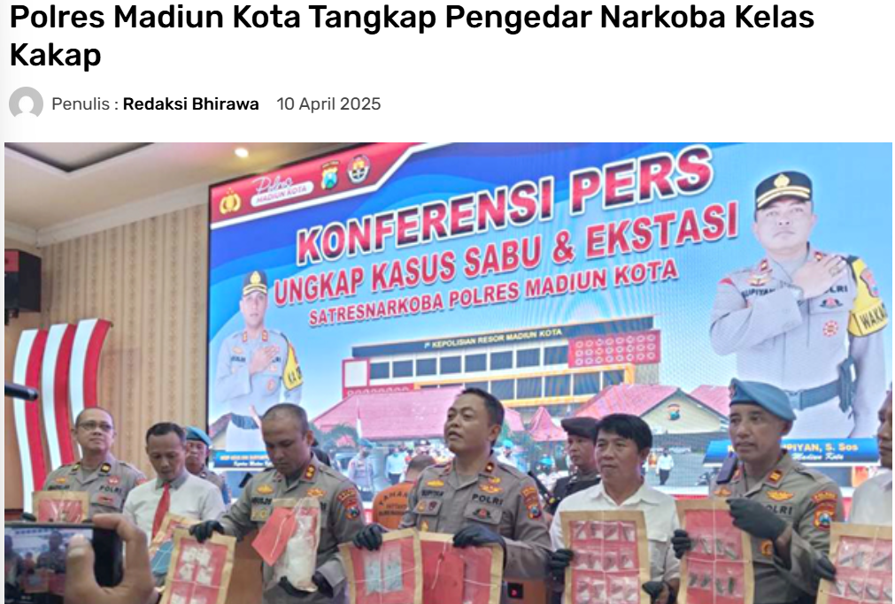Polres Madiun Kota Tangkap Pengedar Narkoba Kelas Kakap
