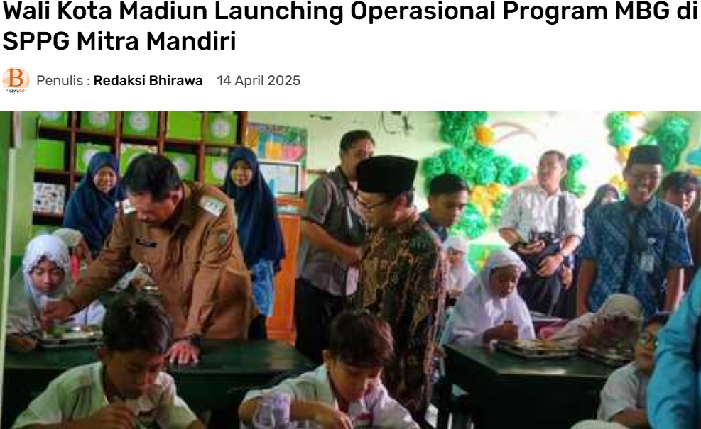 Wali Kota Madiun Launching Operasional Program MBG di SPPG Mitra Mandiri