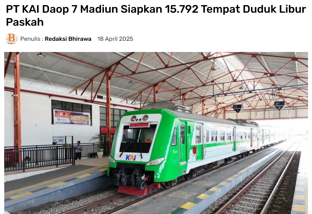 PT KAI Daop 7 Madiun Siapkan 15.792 Tempat Duduk Libur Paskah
