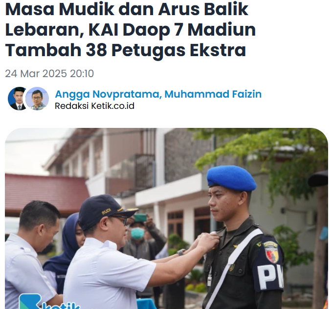 Masa Mudik dan Arus Balik Lebaran, KAI Daop 7 Madiun Tambah 38 Petugas Ekstra