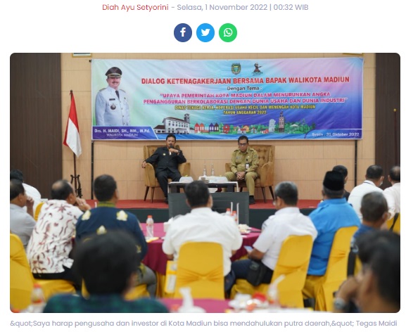 Wali Kota Madiun Ajak Pengusaha Turut Andil Atasi Pengangguran