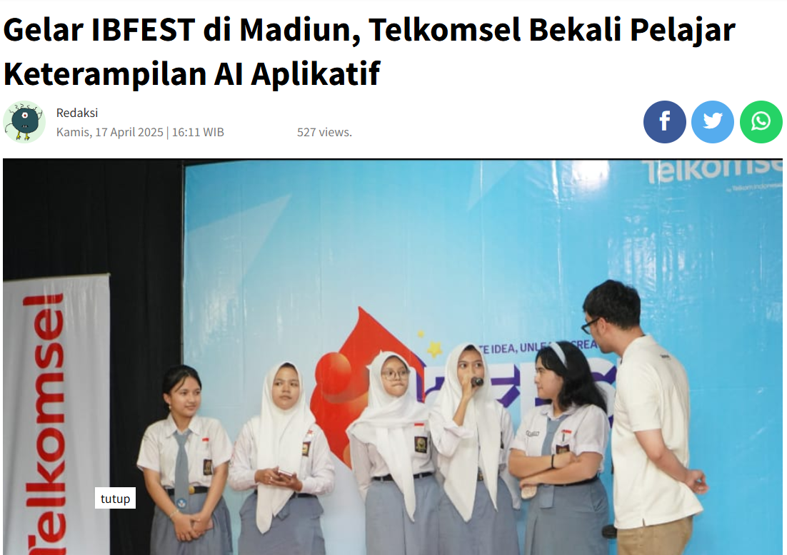 Gelar IBFEST di Madiun, Telkomsel Bekali Pelajar Keterampilan AI Aplikatif