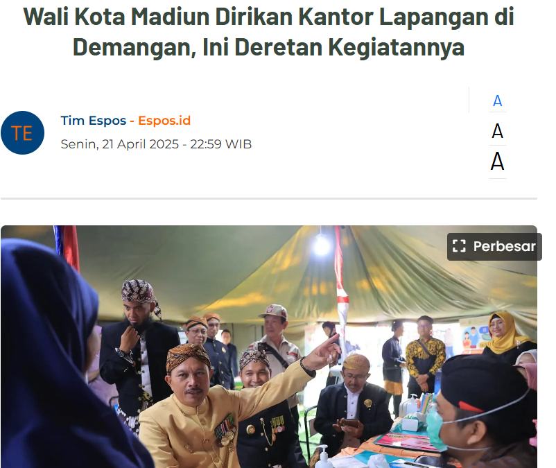 Wali Kota Madiun Dirikan Kantor Lapangan di Demangan, Ini Deretan Kegiatannya