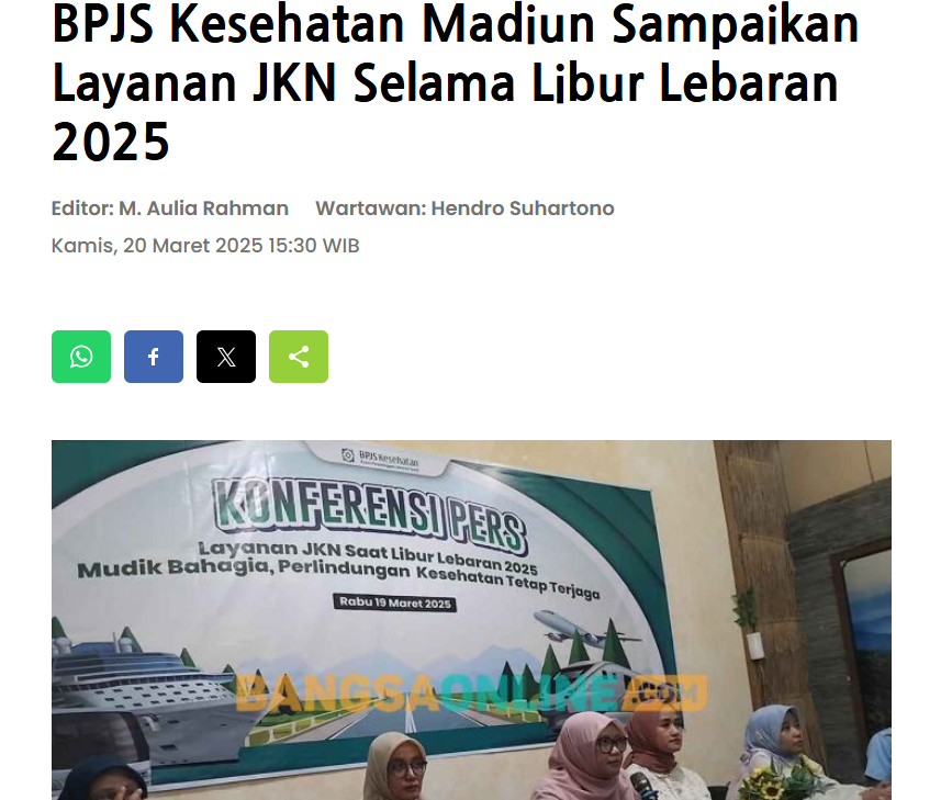 BPJS Kesehatan Madiun Sampaikan Layanan JKN Selama Libur Lebaran 2025