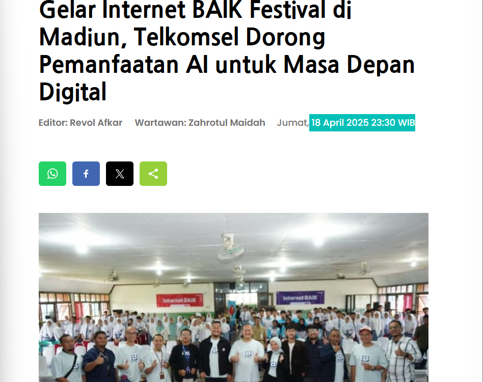 Gelar Internet BAIK Festival di Madiun, Telkomsel Dorong Pemanfaatan AI untuk Masa Depan Digital