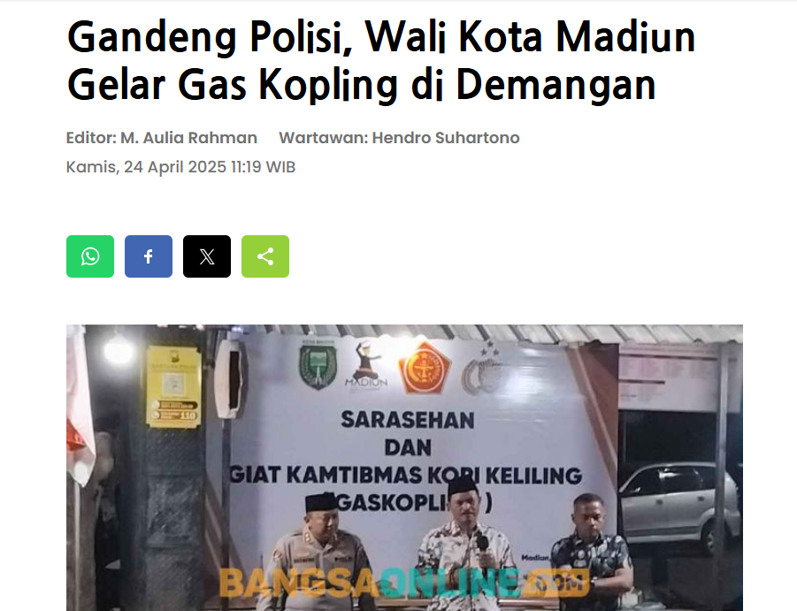 Gandeng Polisi, Wali Kota Madiun Gelar Gas Kopling di Demangan