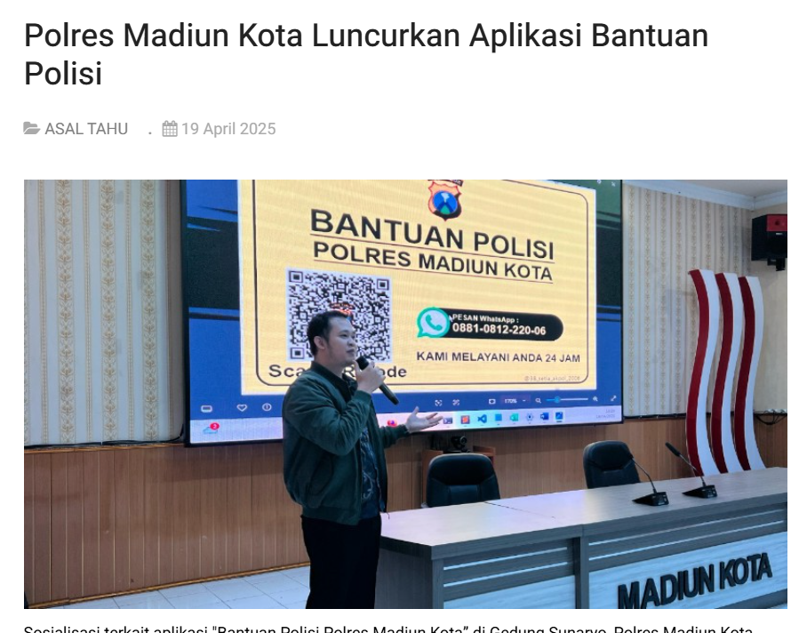 Polres Madiun Kota Luncurkan Aplikasi Bantuan Polisi