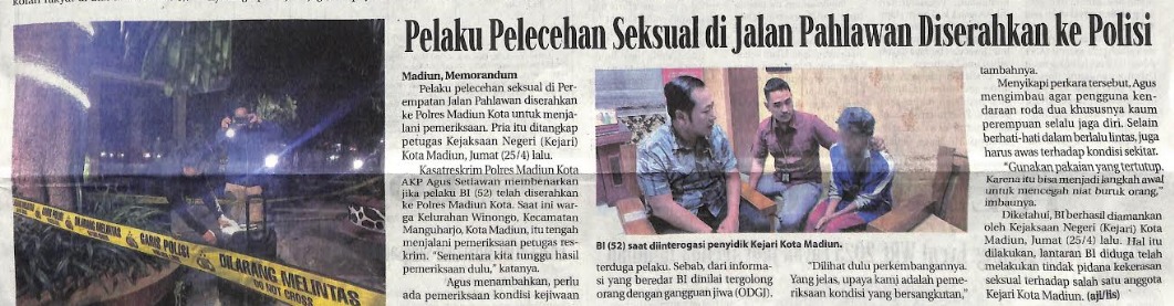Pelaku Pelecehan Seksual di Jalan Pahlawan Diserahkan ke Polisi